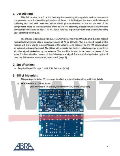 DIY Electronic Kits Wireless Stereo FM Radio Receiver Module PCB 76MHz-108MHz DC 1.8V-3.6V