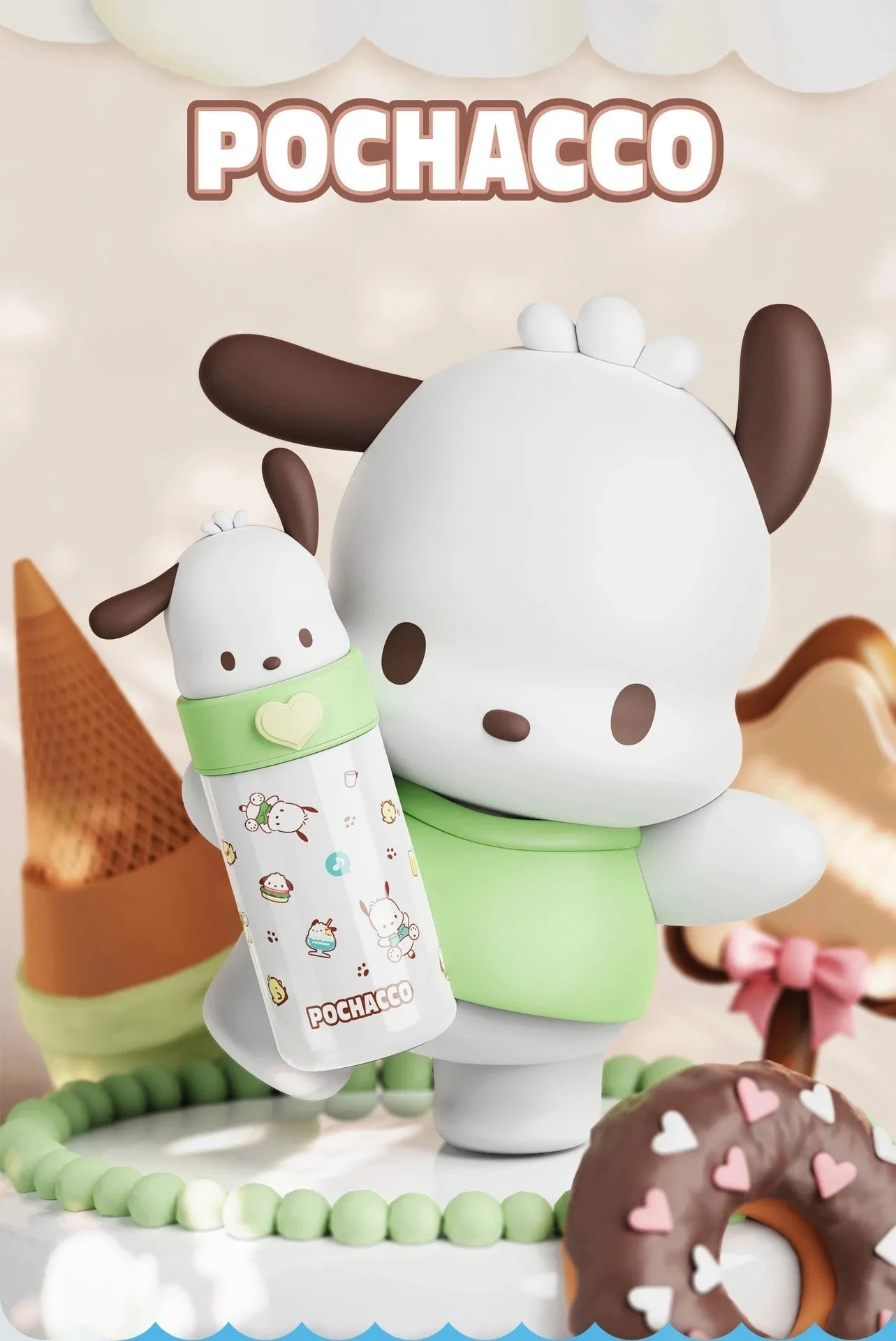 Sanrio Hello Kitty 350ml Stainless Steel Thermos Kawaii Kuromi Cinnamoroll Melody Kids Vacuum Flask Water Bottle Tumbler