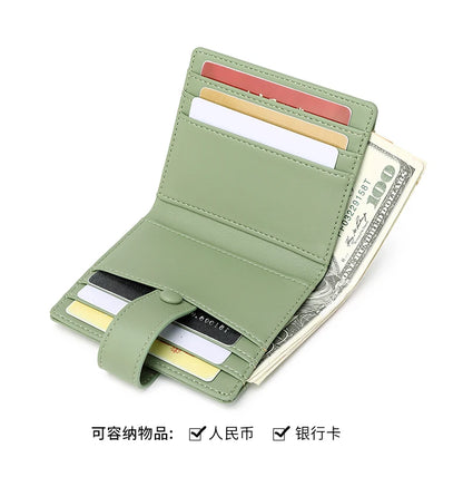 RFID Anti-blocking Wallet for Women, Multi-Card, Credit Card Bag, Lightweight and Simple, Short Buckle, Small, Fashion Wallet