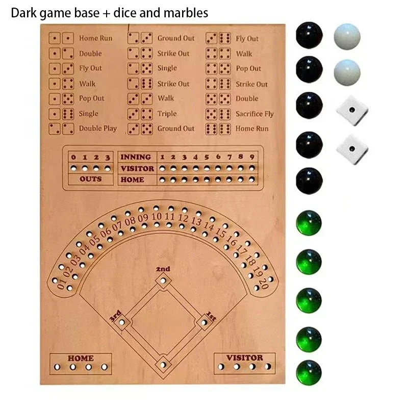 Baseball Dice Board Game Wooden Dice And Marble Board Game Interactive Double Battle Table Game Fun Sports Toy