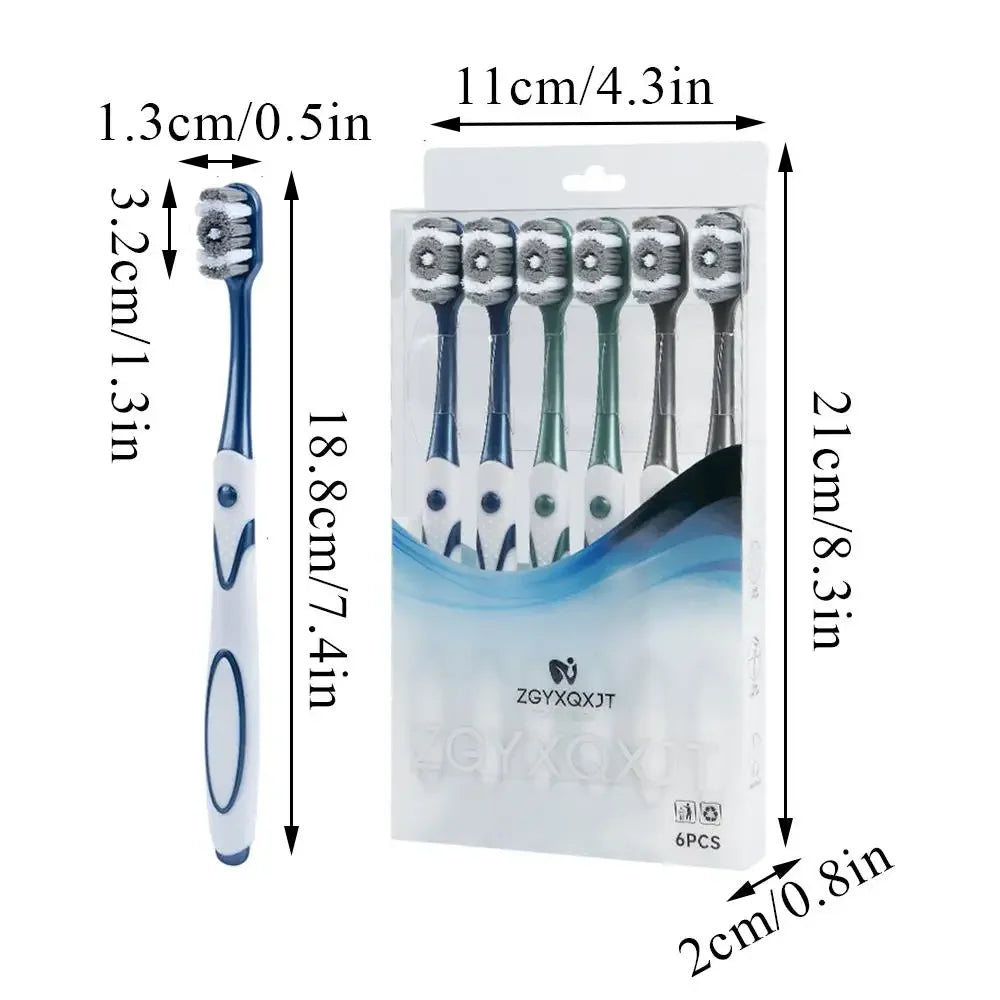 6pcs/pack Hard Bristled Toothbrush Kit Whitening Teeth Toothbrush For Adults Deep Cleaning Oral Care Supplies Family Use