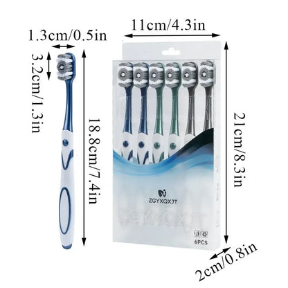 6pcs/pack Hard Bristled Toothbrush Kit Whitening Teeth Toothbrush For Adults Deep Cleaning Oral Care Supplies Family Use