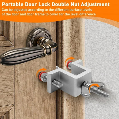 Portable Door Lock Travel Hotel Lock Dual Nut Adjustment Privacy Doors Lock Anti-Theft Door Stopper for Home Security Door Stop