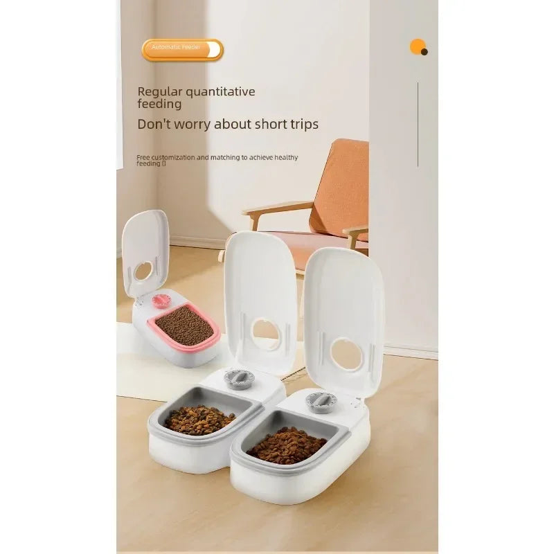 Automatic Pet Feeder Wet Dry Food Smart Timed Meal Dispenser Freshness Preservation Dual Trays Anti-Jamming Easy-Clean Cats Dogs