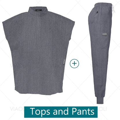 Scrubs Uniforms Sets Medical Nursing Hospital Working Clothes Solid Color Surgical Gowns Breathable Scrub Top Joggers Pants Suit