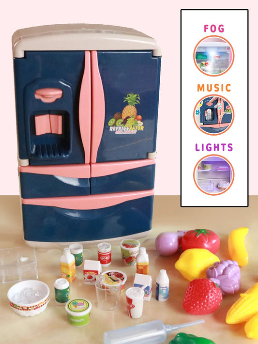 Refridge Simulation Toys For Kids, With Fog, Music & Lights, Kitchens Refrigerator Play Set For Children, Indoor Game, For Boys