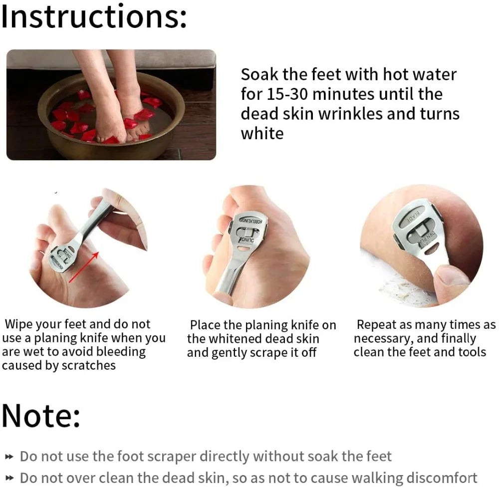 Pedicure knife dead skin planer stainless steel foot planer foot scraper pedicure planer foot skin scraper tool