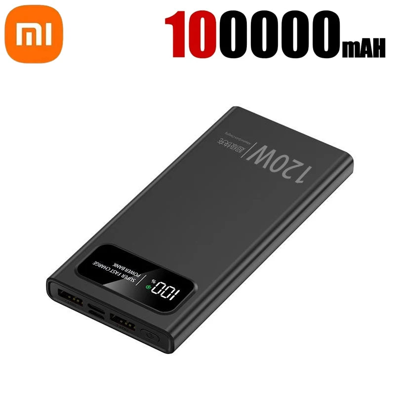 New 120W Super Fast Charging Power Bank With LED Digital Display 200000mAh Large Capacity External Battery Portable For phones