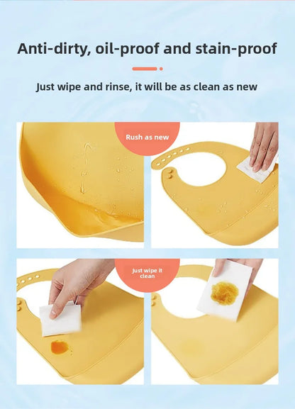 Eating Enlarged and Widened Bib Waterproof Silicone Super Soft and Light Feeding Complementary Food Children's Bib Saliva Pocket