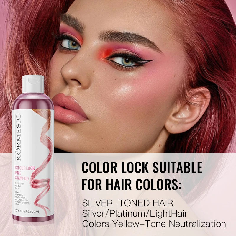 Color-Protecting Shampoo,Pink Setting Shampoo,Color Locking Care Shampoo,Enhance Color Retention Shampoo Makeup Color Protection