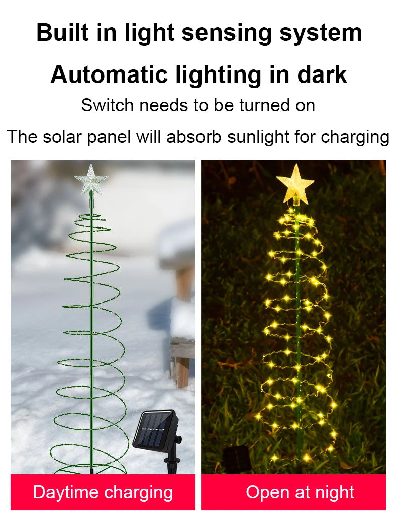 Christmas Solar Light LED Luminous Christmas Tree Ornament Outdoor Waterproof Decorative Lamp String Festival Garden Decorations