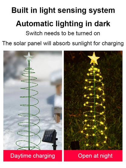 Christmas Solar Light LED Luminous Christmas Tree Ornament Outdoor Waterproof Decorative Lamp String Festival Garden Decorations