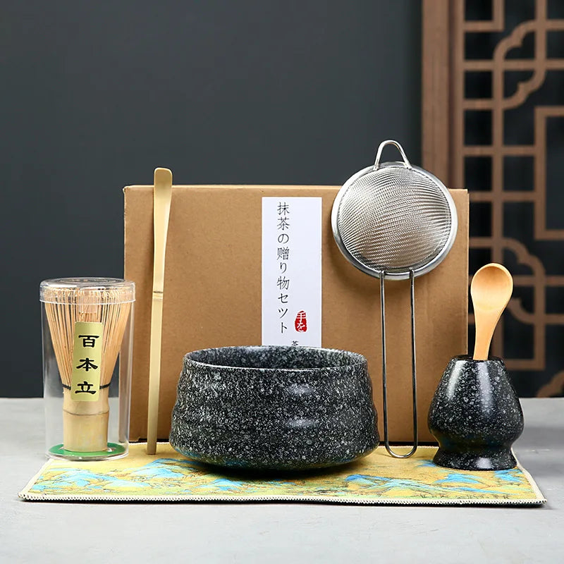 Matcha Set Kit Japanese Ceremony Green/Pink/White With Bamboo Spoon/Scoop, Whisk Holder, Matcha Bowl Matcha Gift Set