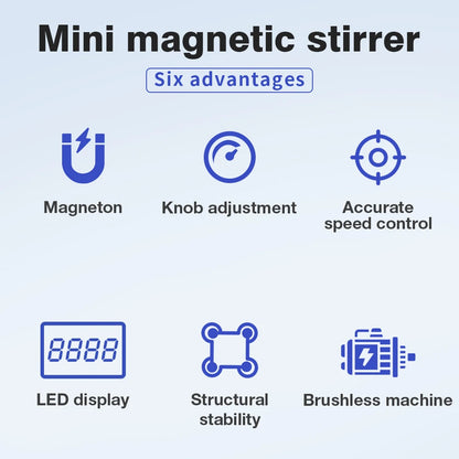 2000RPM Mini Electric Magnetic Stirrer with Stir Bar Brushless DC Motor Magnetic Mixer for Medical Chemical Laboratory EU Plug