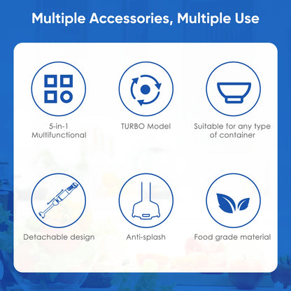 BioloMix 5 in 1 Immersion Hand Blender,1500W Blender with 304 Stainless Steel Blade,Food Processor,Smoothies Puree Baby Food