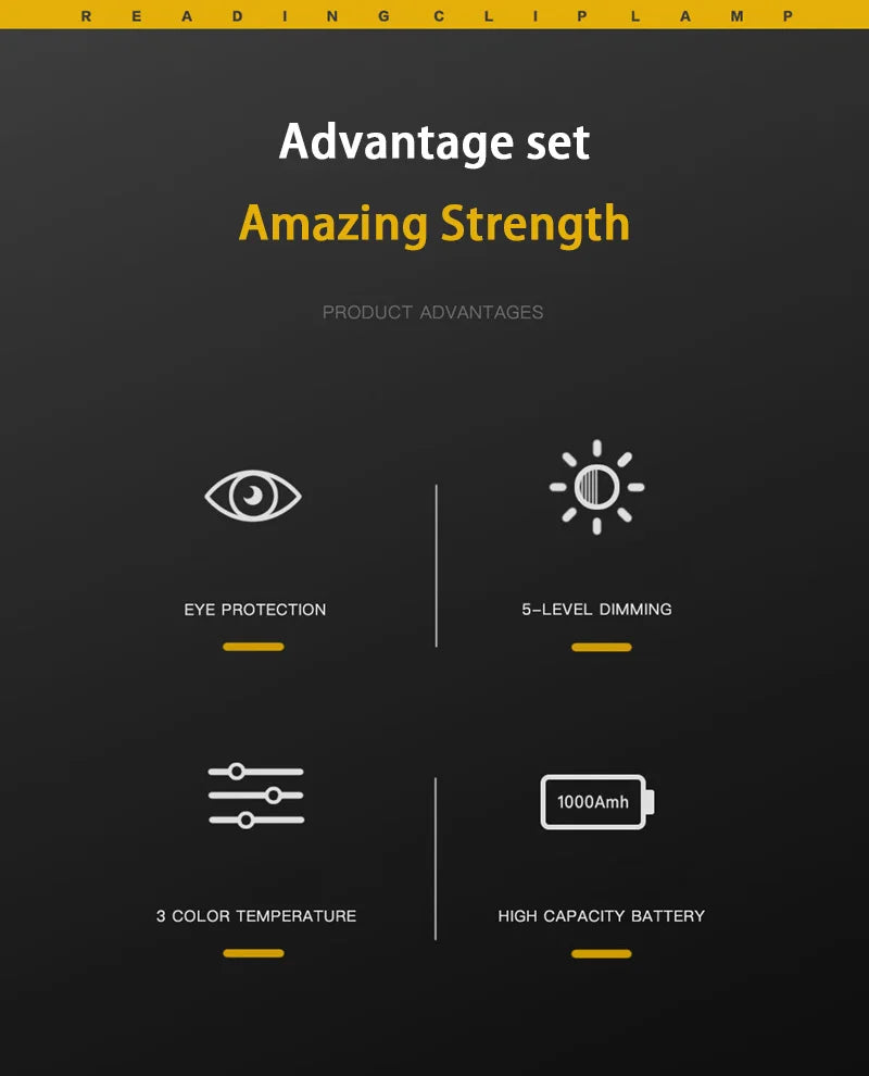 LED Book Light USB Rechargeable Reading Light Warm Cool White Daylight Portable Flexible Easy Clip Night Reading Lamp New