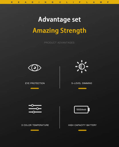 LED Book Light USB Rechargeable Reading Light Warm Cool White Daylight Portable Flexible Easy Clip Night Reading Lamp New