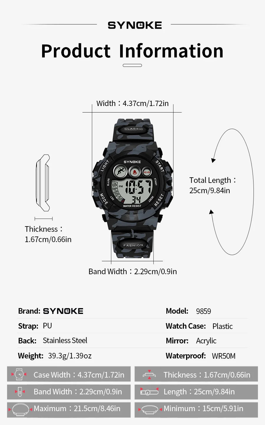 Kids Watch,Boys Watch for 3-15 Year Old Boys,Digital Sport Outdoor Multifunctional 50 M Waterproof Alarm Watch for Children