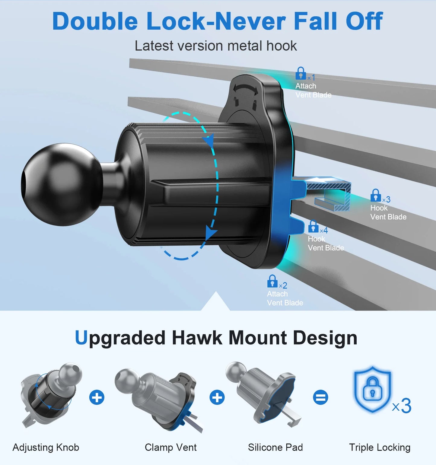 Magnetic Phone Mount for Car Vent [Never Blocking] Universal Phone Holders for Your Car Hands Free Cell Phone Car Mount