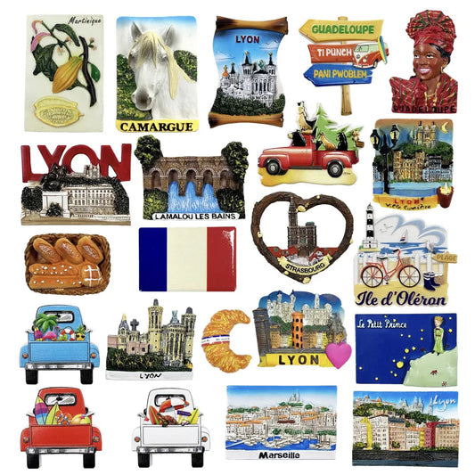 Europe France Lyon Strasbourg Marseille Resin 3D Fridge Magnets Tourism Souvenir Refrigerator Sticker