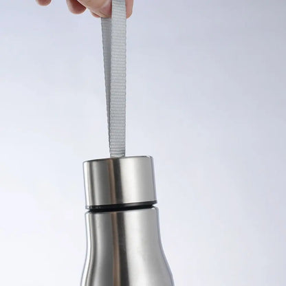 Travel for Cycling Sports with Handle Rope Cold Water Stainless Steel Drinking Cup Water Bottle