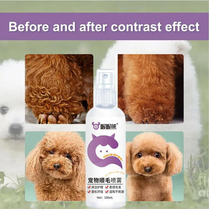 Dog Conditioner Spray 100ml Deodorizing Dog Grooming Spray Anti-Static Ph Balanced Dog Hair Spray Long Lasting Cat Detangler For