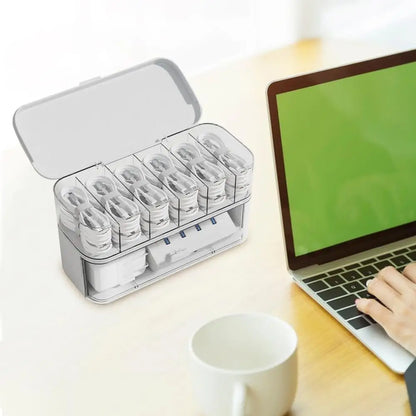 Cable Box Organizer Clear Cord Storage Organizer Cable Management Box With Compartments Charger Wires Case For Drawer Desk