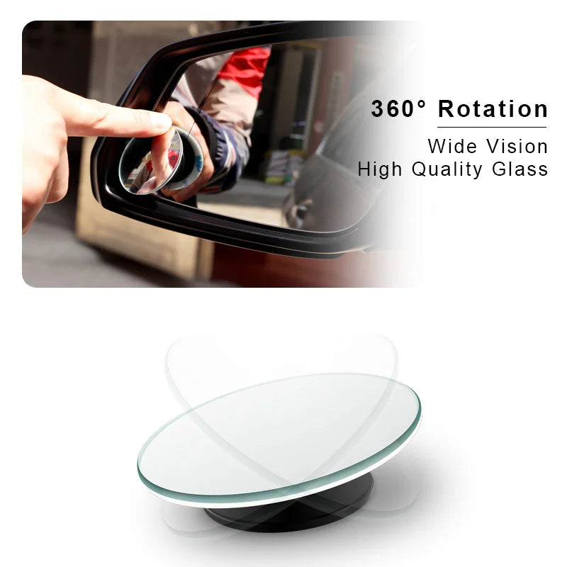 Car Blind Spot Rear View Mirror Wide Angle 360 Degree Adjustable Small Round Mirror Car Reverse Auxiliary Rearview Convex Mirror