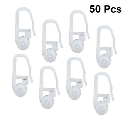 50 Pcs Window Curtain Hanging Ring Universal Roller Hooks Pulley Bed Special White Plastic Easy Install Smooth Sliding