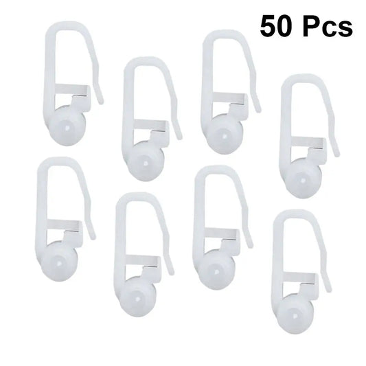 50 Pcs Window Curtain Hanging Ring Universal Roller Hooks Pulley Bed Special White Plastic Easy Install Smooth Sliding