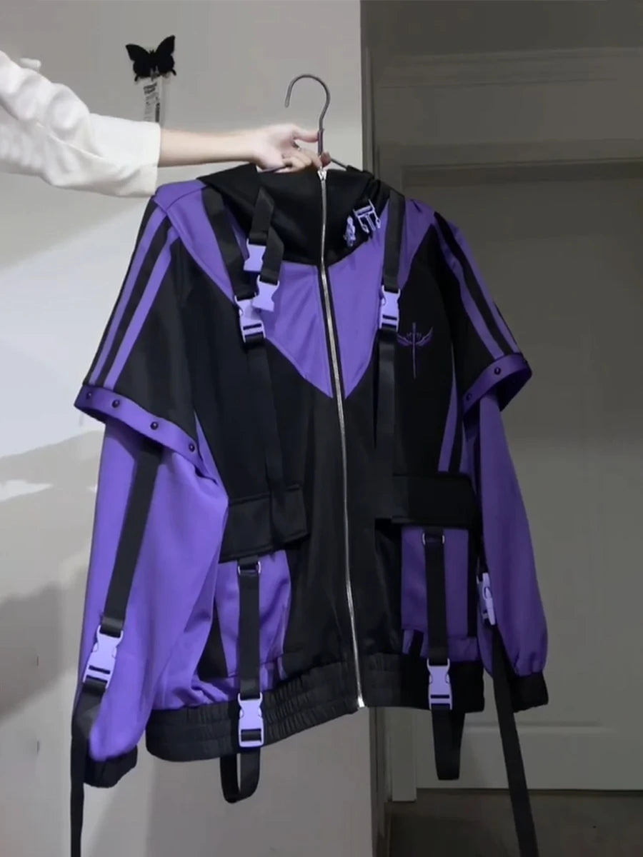 Oversize Jacket Trench Coat Men And Women Autumn Solid Japanese Fashion Vintage Casual High Street Hooded Functional Wind