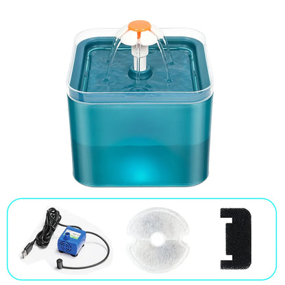 Cat Water Fountain, 67oz/2L Automatic Cat Drinking Fountain, Pet Water Fountain with LED Light and Filter for Cats and Small Dog