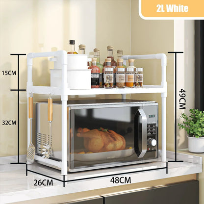 Kitchen Elevated Design Seasoning Rack Microwave Storage RackBilayer Oven Modern Minimalism Kitchen Accessories Organizer