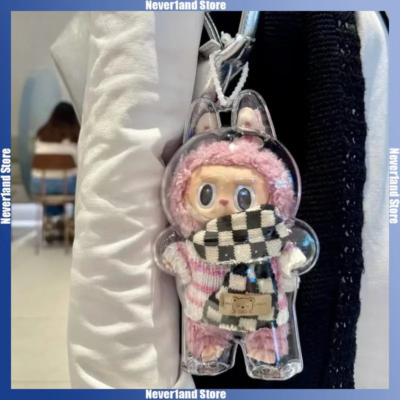 Labubu Transparent Protective Cover Stuffed Toys Cover Labubu I II Doll Display Bag Mini Portable Storage Box