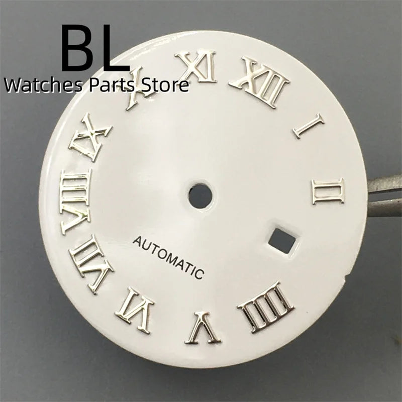 BLIGER 24.5mm Watch Dial Hand Set Sunburst Gray Rose White Mother Pearl Dial Roman Diamond Index Fit NH05 Movement Women Watches