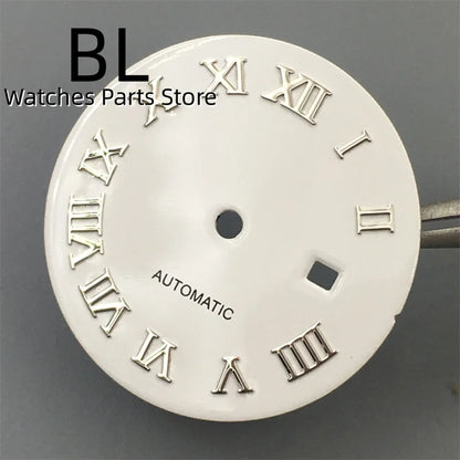 BLIGER 24.5mm Watch Dial Hand Set Sunburst Gray Rose White Mother Pearl Dial Roman Diamond Index Fit NH05 Movement Women Watches