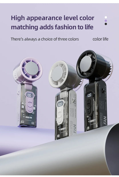 Portable Mini Fan Handheld Fan With Display High Speed Turbo Strong Wind 3600mAh USB Rechargeable Folding Fans For Home Outdoor