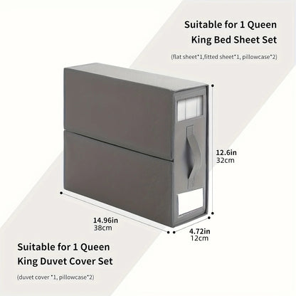 Bed Sheets Set Organizers Storage Linen Fabric Closet Organizers with Window Folding Bedding Storage Box for Pillow Organizer