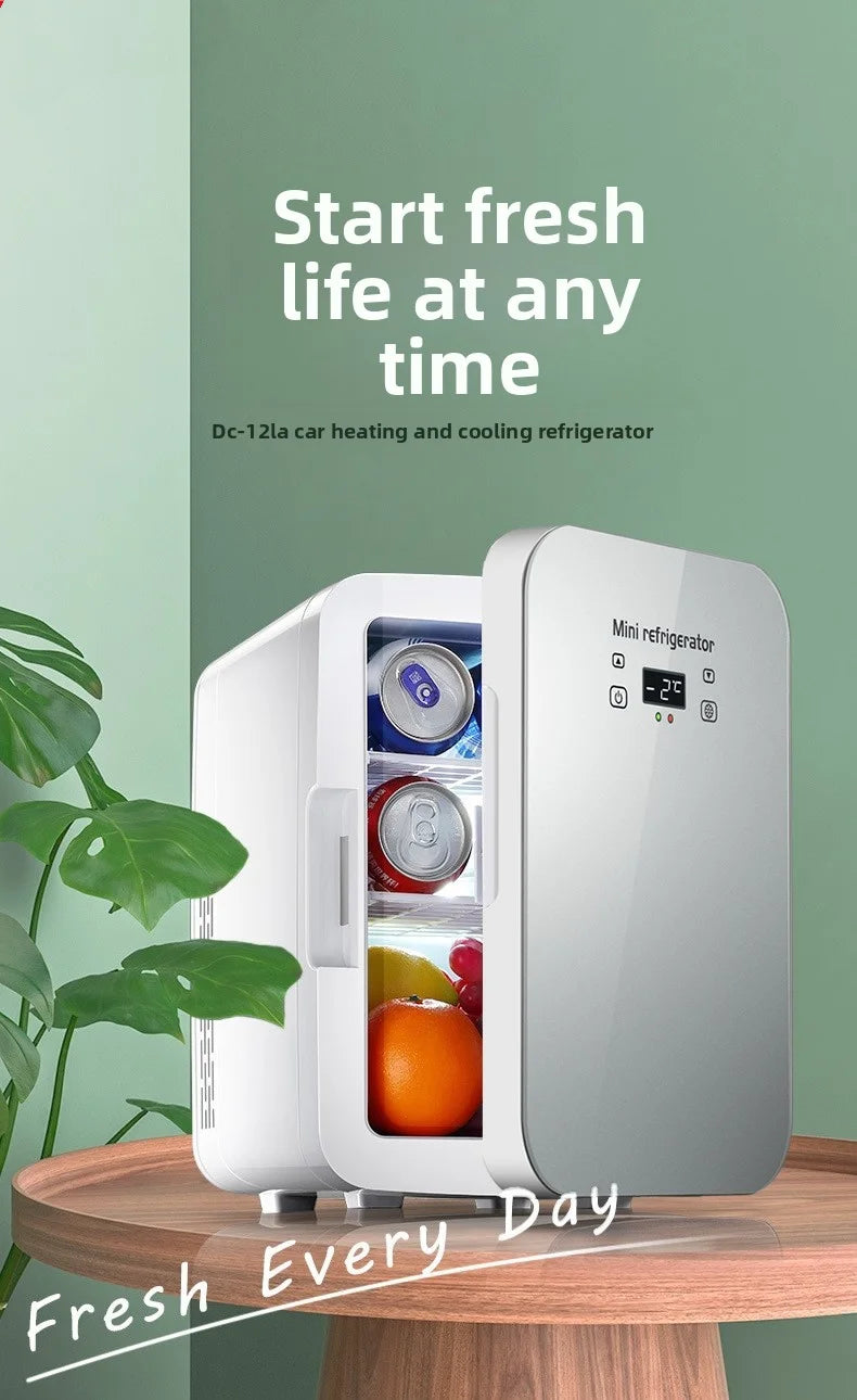 12V/220V Dual-Power Car Fridge Freezer, 12L Compact Refrigerator for Home/Office/Truck, Fast Cooling, Energy-Efficient