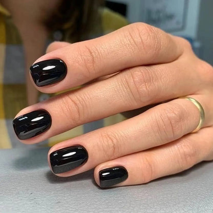 ARTAUG 24PCS Short Press On Nails Square Red High Saturation Glisten Press On Nails Full Cover Fake Nail Set Nails Charms