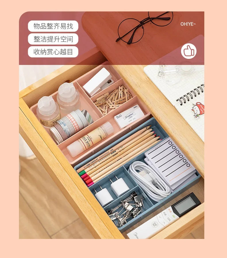 Desk Drawer Organizer Stackable Multi-cell Storage Box Tray Dressing Table Jewelry Organizer Makeup Organizer For Home Office
