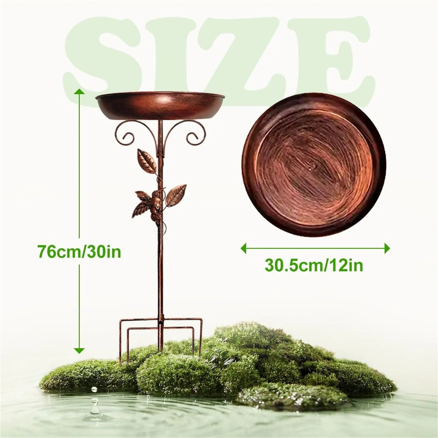 Bird Bath Feeder Bowl 5-pronged Base Metal Bird Feeder Freestanding Birdbath For Yard Patio Outdoors Garden Iron Pedestal Stake