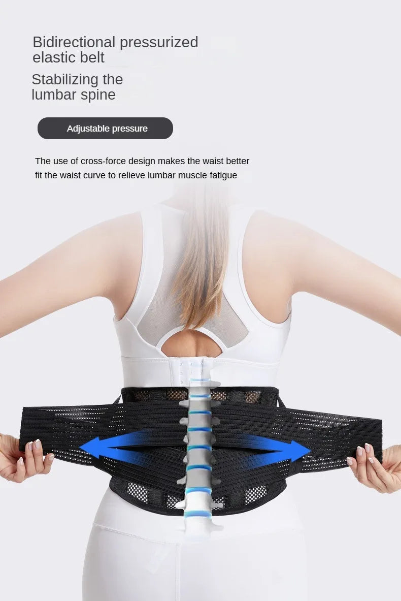 Back Brace Breathable Lumbar Support Belt Adjustable Straps Back Belt Lower Back Waist Brace for Lower Back Relief Sciatica