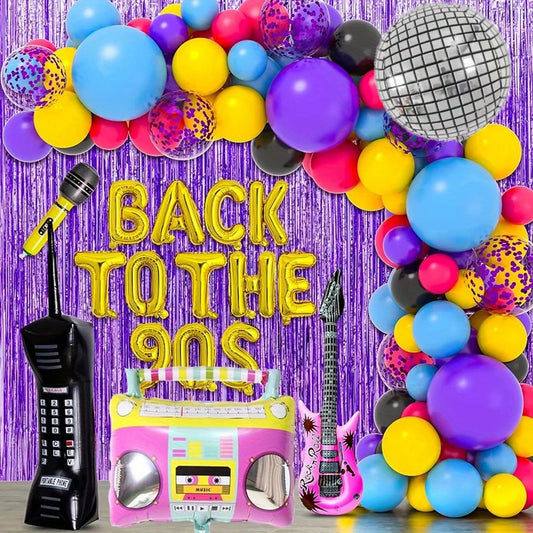 119PCS 90s Disco Party Decoration Set Disco Balloon Radio Adult Hip Hop Party Single Party Decoration Birthday Party Balloon