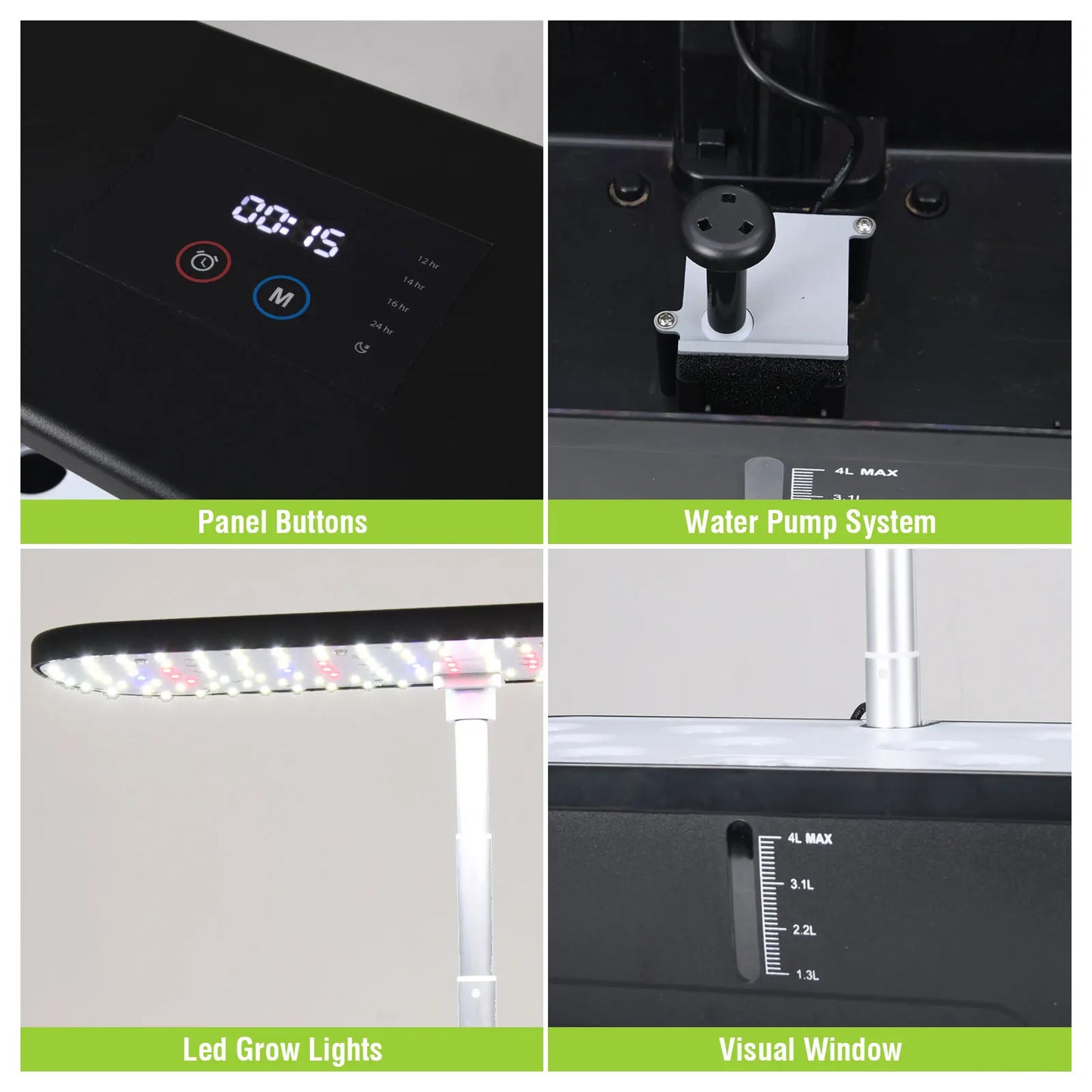 Smart Indoor Hydroponic Garden With 12 Pods, 24W LED Grow Light, Automatic Watering System For Herbs Vegetables Flower Growing