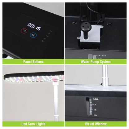 Smart Indoor Hydroponic Garden With 12 Pods, 24W LED Grow Light, Automatic Watering System For Herbs Vegetables Flower Growing