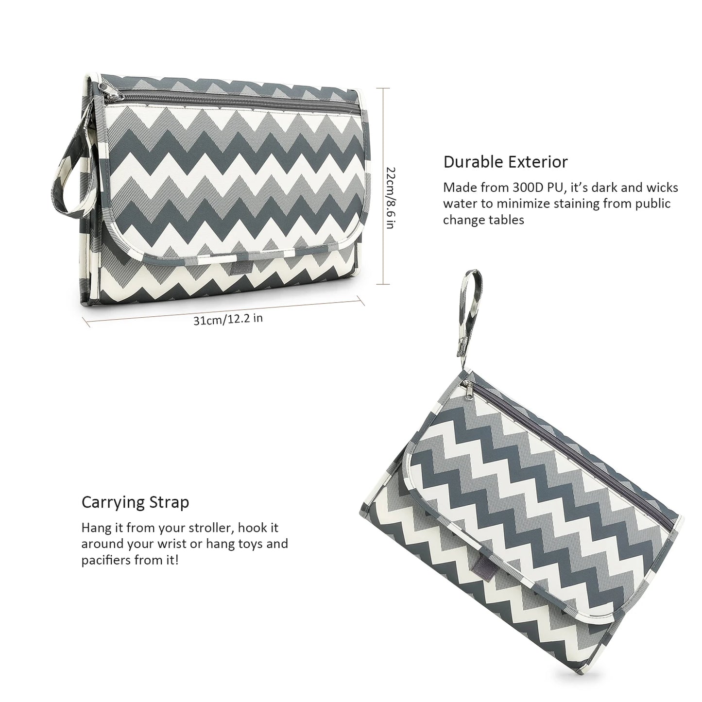 Changing Pad Detachable Travel Changing Pad Fully Padded Lightweight & Waterproof Diaper Changing Pad Baby Shower Gifts