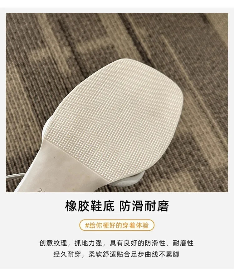 Sandals, 2025 Summer New Fashion Gentle Retro Chunky Non-slip Sandals, A Line with 5cm High Heels Summer Beach Sandals