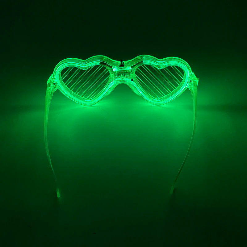 Light Up LED Glasses 5 Colors Heart Shape Glow Glasses Glow in The Dark Party Supplies Neon Party Favors for Kids Adults