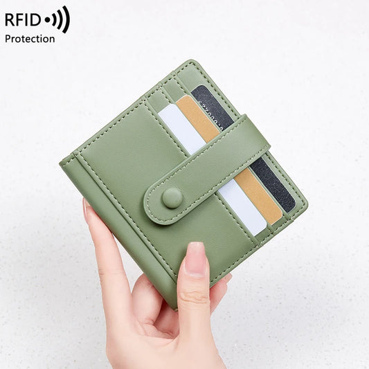 RFID Anti-blocking Wallet for Women, Multi-Card, Credit Card Bag, Lightweight and Simple, Short Buckle, Small, Fashion Wallet